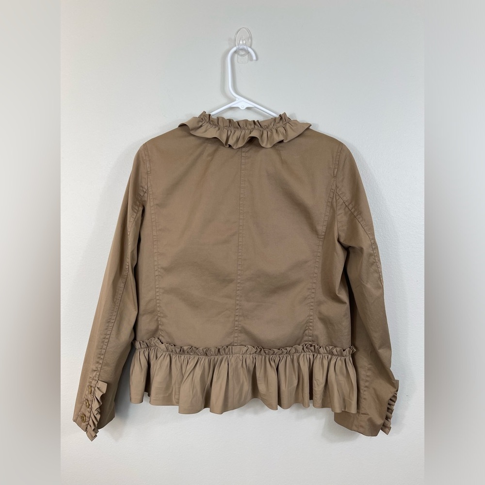 J.Crew Khaki Tan Ruffle Chino Jacket Cotton Casual Size 2 - Picture 10 of 14